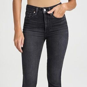 NEW! PAIGE Gemma High Waist Stovepipe Skinny Jeans in Black Lotus size 28